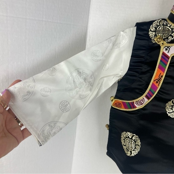 🩷 Kids, Tibetan traditional brocade top, Losar - black/white. - Picture 6 of 9